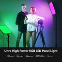 NEEWER Panel Luz Video LED RGB de 18,3" con Kit de Soporte de Control de Aplicación, 360° a Todo Color, 60W Regulable 2500K ~ 8500K RGB168 Panel LED CRI 97+ con 17 Efectos
